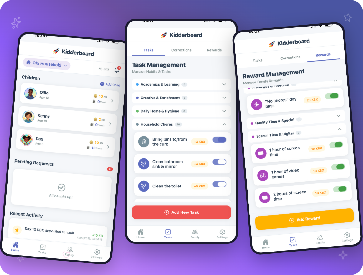 Kidderboard App Screenshots